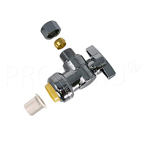 [10-Pack] PROCURU PushFit Angle Stop Valve 1/2" Push x 3/8" OD Comp, Quarter-Turn Push-to-Connect Brass Shutoff Valve for Copper, PEX, CPVC, PE-RT, HDPE Pipes, LF Certified Safe (8X8012-11T) by PROCURU - Image 2