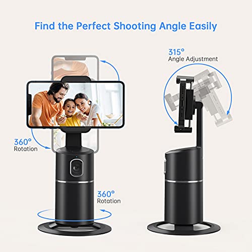 Auto Face Tracking Phone Holder, No App Required, 360° Rotation Face Body Phone Tracking Tripod Smart Shooting Camera Mount for Live Vlog Streaming Video, Rechargeable Battery-Black - Image 6