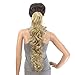 SWACC 24-Inch Long Messy Curls Claw Clip Ponytail Extensions Synthetic Clip in Drawstring Curly Ponytail Hairpiece Jaw Clip Hair Extensions (Dark Honey Blonde/Bleach Blonde Highlights-16H613#)