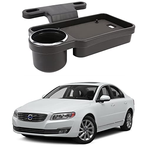 Image of Oshotto (FT-04) Foldable Car Auto Headrest Rear Back Seat Table Drink Food Cup Tray Holder Compatible with Volvo S-80 - Black