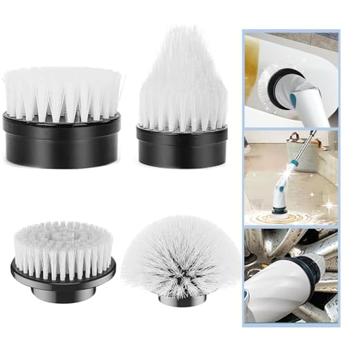GOSLMYY Electric Spin Scrubber Replaceable Brush Heads Set, 4 Pack Cordless Spin Scrubber Brush Heads for Household Cleaning Brushes/Bathroom/Floor/Tile/Car