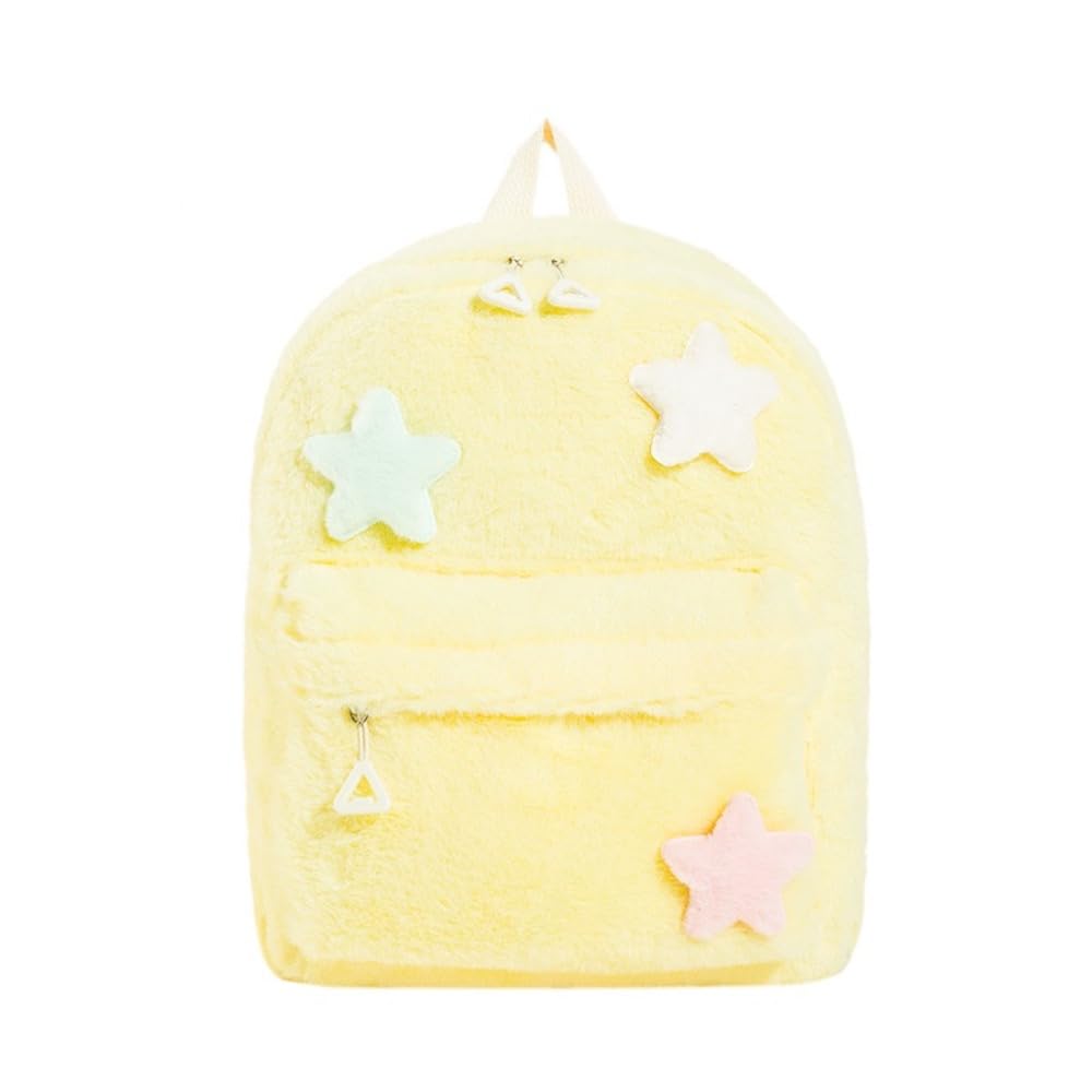 JHTPSLR Small Fuzzy Y2K Fluffy Backpack Mini Furry Cute Aesthetic Solid Faux Fur Backpacks (Chick Yellow)