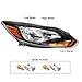 Headlights Assembly for 2012 2013 2014 Ford Focus Halogen Head light Headlamp, Bulb Include, Black Housing Amber Corner