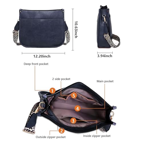 Image of AUYOCO Vegan Leather Crossbody Bags for Women, Crossbody Purse with Guitar Strap Zipped Pockets Handbag Shoulder Bag