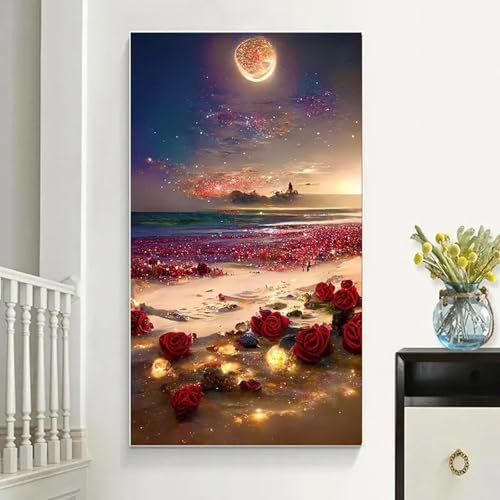 Peinture murale romantique pour habiller un mur vide avec une grande toile décorative de 50x100cm