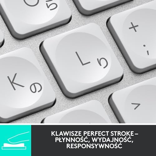 Logitech MX Keys Mini for Mac Mała klawiatura bezprzewodowa, kompaktowa, Bluetooth, podświetlane klawisze, USB-C, zgodność z MacBook Pro, Macbook Air, iMac, iPad, QWERTY US Intl - Jasnoszary