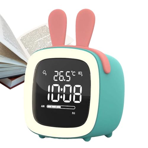 Schlaftrainer Wecker für Kinder - LED-Cartoon-Wecker mit Nachtlicht & Snooze | Elektronischer Kinderwecker, Wiederaufladbar, Timer-Funktion für & Mädchen, Schlafzimmer & Kinderzimmer