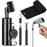 HUIJUTCHEN Golf Club Cleaner Brush Golf Club Groove Cleaning Tool Golf Groove Sharpener Golf Towel with Retractable Lock Clip Golf Club Bag Accessories Golf for Men Fathers' Day Thanksgiving