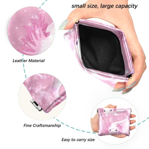 Kawaii Axolotl Coin Purse Leather Pouch Change Purse, Squeeze Coin Pouch for Cards, Keys & Lipsticks, Unisex2