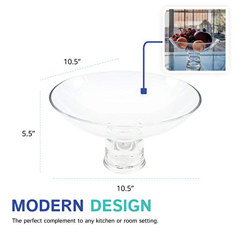 Huang Acrylic Clear 10" Round Pedestal Decorative Fruit Bowl Centerpiece