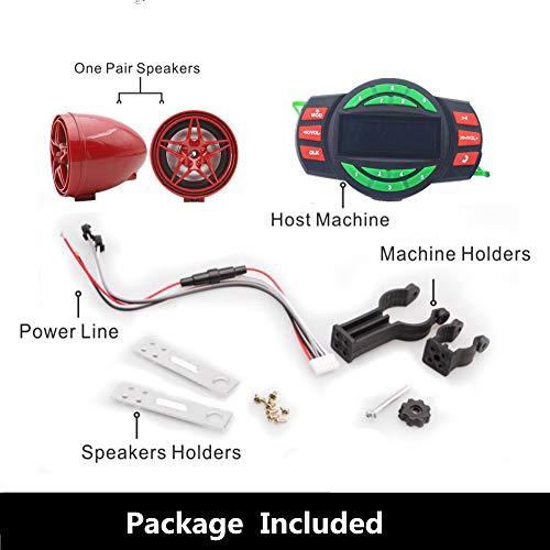 Image of UTV ATV Bluetooth Amplifier Sound System Hand-Free Speakers FM USB Audio System Stereo 3 Inch Speakers 12V Motorcycle Waterproof Audio FM Radio Stereo Speaker (Red Star Speaker)