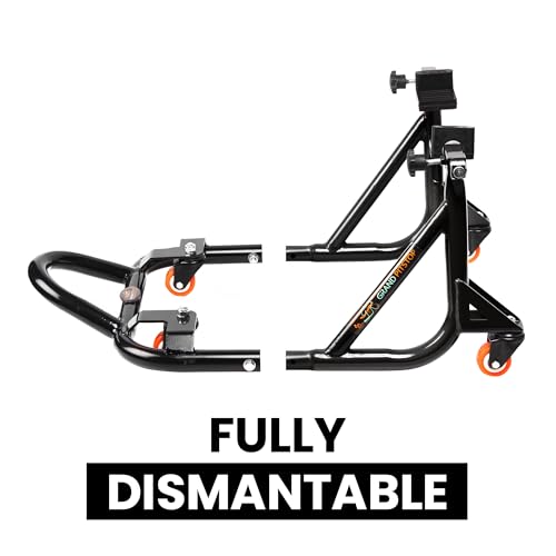 Image of Grand Pitstop Universal Adjustable Rear Paddock Stand for Motorcycle with Swingarm Rest (360 Dismantable, Black, Motorcycle Weight Up to 616 lbs / 280 Kgs)