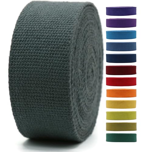2" & 1.5'' & 1" Cotton Webbing - 5 Yards - 50+ Colors -%100 Natural Cotton - Turkish Woven - Heavy Duty 1 Inch 1.5 Inch 2 Inch Canvas Webbing for Sewing Straps Bags Climbing Indoors Craft DIY 11535…