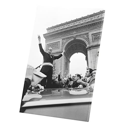 Tableau Jacques Chirac Souvenir Nostalgie France Toile Portrait Vintage Champs-Élysées