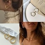 32 Pairs Gold Hoop Earrings Set for Women Girls, Fashion Chain Link Hoop Stud Drop Dangle Earrings Boho Statement Hypoallergenic Earrings for Christmas Jewelry Gift - Image 5