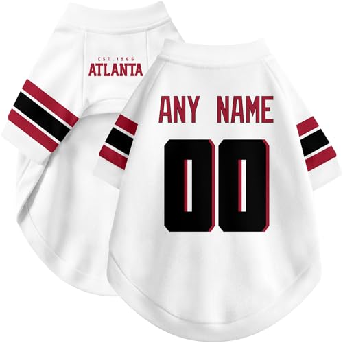 Image of Atlanta Dog Clothes Jersey Style Personalized Pet T Shirt with Custom Name Number for Small Medium Large Dogs