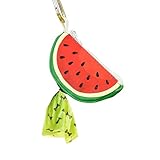 BlissBud Convenient Dog Poop Bag Holder Leash Attachment with Zipper Case for Potty Bags - Trash Bag Carrier Accessory Dispenser for Poo Bags,Watermelon,Medium