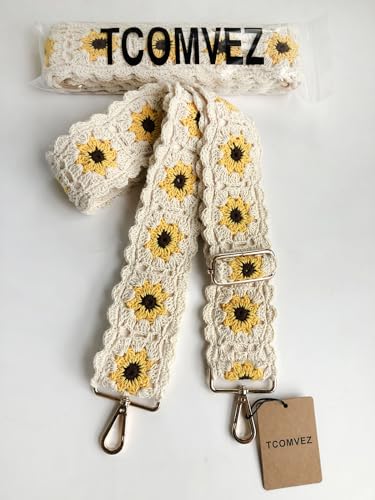 Crochet Floral Purse Straps Replacement Crossbody for Bag Shoulder Strap Women Adjustable Wide Handbag Straps (ivory)4