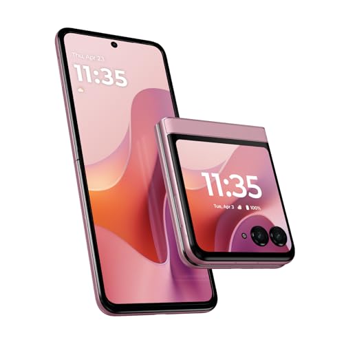 Motorola Razr 2025 smartphone in a compact flip design, featuring a vibrant display, external screen, and dual cameras, highlighting its modern technology and usability.