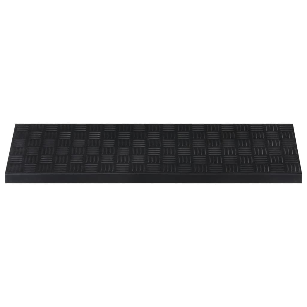 Alfombrillas para escaleras, 5 unidades, color negro, 25 x 75 cm, 4 mm, de goma, diseño moderno, superficie de rodadura antideslizante, fácil de limpiar, para interiores, exteriores y