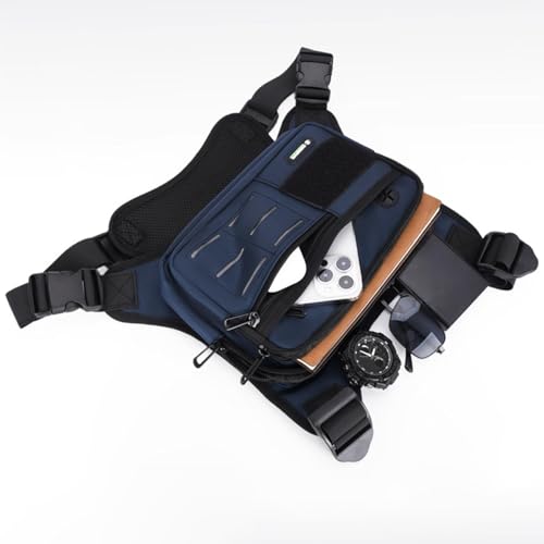 Bolsa de pecho azul para hombre chaleco de senderismo ajustable 6