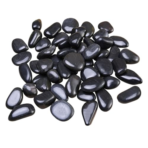 HEMOTON Piedras Decorativas Negras Naturales Para Acuario y Jardín, Guijarros Pulidos 2-4 Cm, Piedras Multifunción Para Macetas y Decoración De Paisajismo, Grava Reutilizable 2 Kg