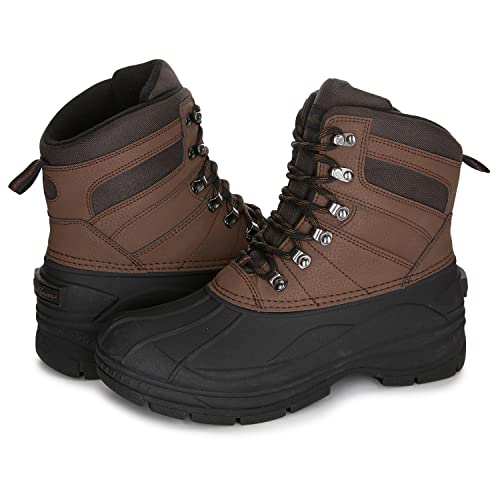 Eddie Bauer Mens Leaven Worth Insulated Hiking Boots Waterproof, Warm & Comfortable Design, Brown, 10 US