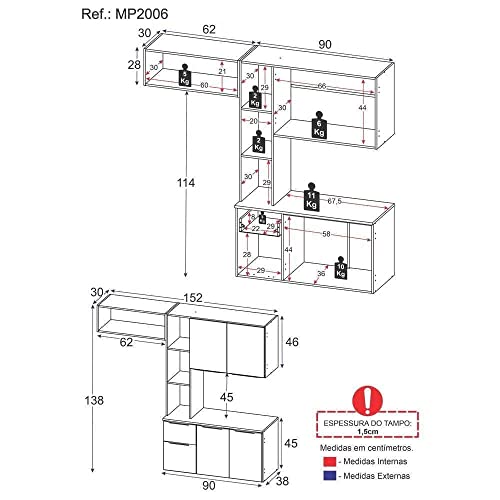 Cozinha Compacta com Armário e Balcão Mp2006 Sofia Multimóveis Preta
