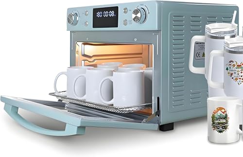 Image of Portable Sublimation Oven, 1400W 220V Light Convection With Preheat Function, Digital Temp/Time Control For Tumblers Mugs Bulk Printing With Glove