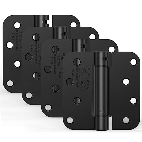 Treasem 4 Pack 4 Inch Self Closing Door Hinges, Gloss Black