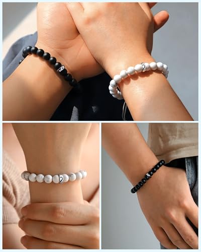UNGENT THEM Matching Couple Rings Bracelets Valentines Anniversary Birthday Engagement Gifts for Boyfriend Husband Fiance Girlfriend Wife3
