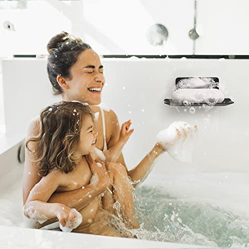 Yuzp Soap Holder For Shower,Stainless Steel Soap Dish,Simple Bar Soap Tray,Wall Mounted Soap Stand With 3M Adhesive Back,Rustproof Soap Saver Sponge Holder For Bathroom,Tub,Kitchen Sink (Black) #TOP4