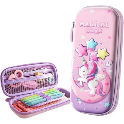 Estojo De Lápis Infantil Com Desenho De Unicórnio 3D