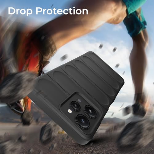 Image of A rtistque Back Cover Case for Mi Redmi 12 4G / Poco M6 Pro 5G | with Inner Fabric | Stylish AirBag Case | Liquid Stripe Silicone | Camera Protection | Anti Slip Grip | Redmi 12 4G Back Cover - Black