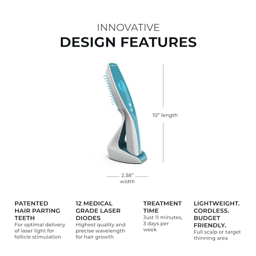 Image of Hairmax Ultima 12 LaserComb - (FDA Cleared) Laser Hair Regrowth Treatment Device for Men & Women - Reverses Thinning Hair Loss - Red Light Therapy to Stimulate Hair Growth - Cordless Design