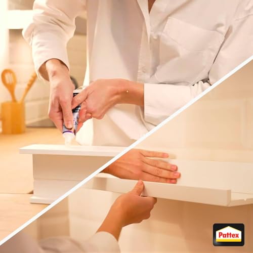 Pattex Kleben statt Bohren Fix & Ab, ablösbarer Montagekleber, stark haftender Wandkleber für Regale und Wandbefestigungen, ohne Beschädigung ablösbar, Kraftkleber hält bis zu 6kg, 44g Tube