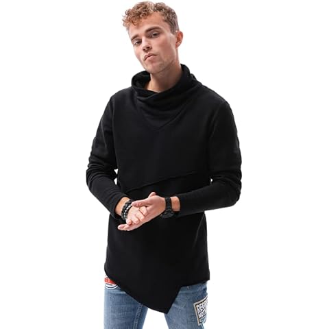 Ombre Sudadera Jersey de Botones Liso de Manga Larga para Hombre Cover