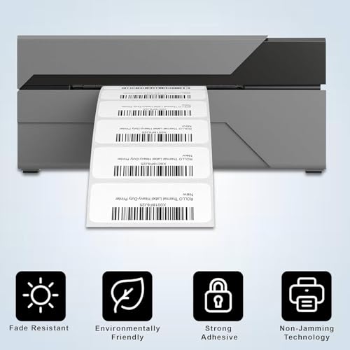 Image of GLUN Direct Thermal Label Roll 50x25mm 1000 White Self-Adhesive Stickers, Smooth Surface Barcode & Price Tag Labels for Mini Thermal Printers