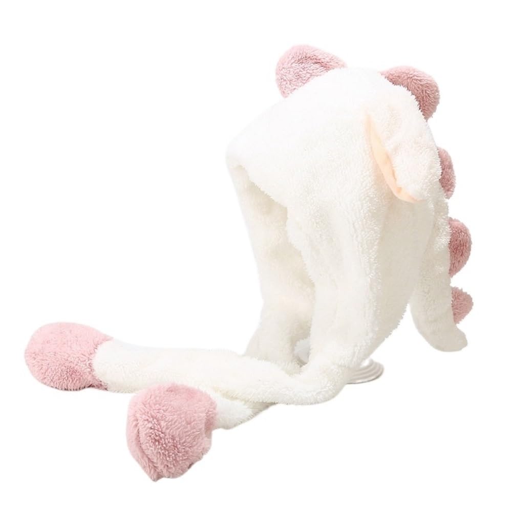 Chapeau dinosaure peluche blanche idée cadeau rigolote festival