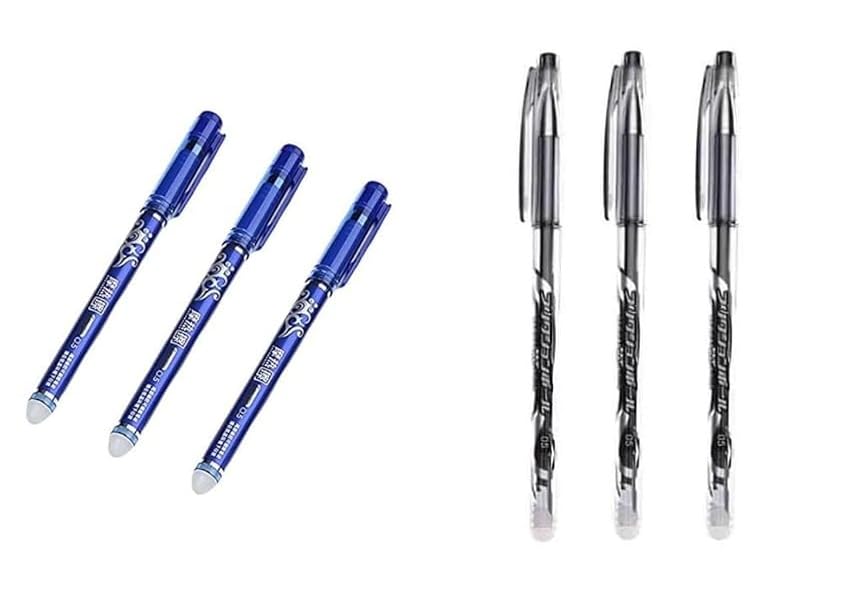 53 Arts Erasable Gel Pen Set – 3PCS Black & 3PCS Blue Pens with Erasers – Smooth, Rewritable Ink for School, Office & Journaling-picture-10