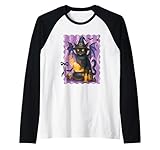 Magischer schwarzer Katzenkessel Halloween Nacht Raglan