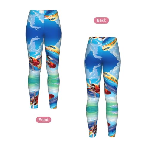 Leggings de compresión de mujer para gimnasio y fitness con estampado de avión original 4