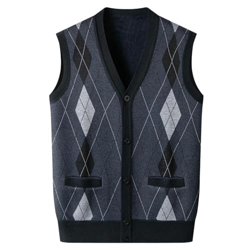 Gilet en tricot sans manches homme chaud avec doublure peluche épaisse