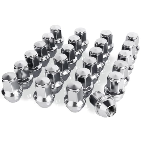 Image of 24Pcs M14x1.5 (14mm X 1.5) Closed End Bulge Acorn Style Lug Nuts, Conical 60 Degree Seat, 1.77 inch Tall 1.22 inch Wide, for F-ord F150 Expedition Transit Lincoln Navigator Bronco