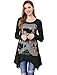 Allegra K Ladies Long Sleeve Skull T Shirts Casual Loose High Low Tops L Black