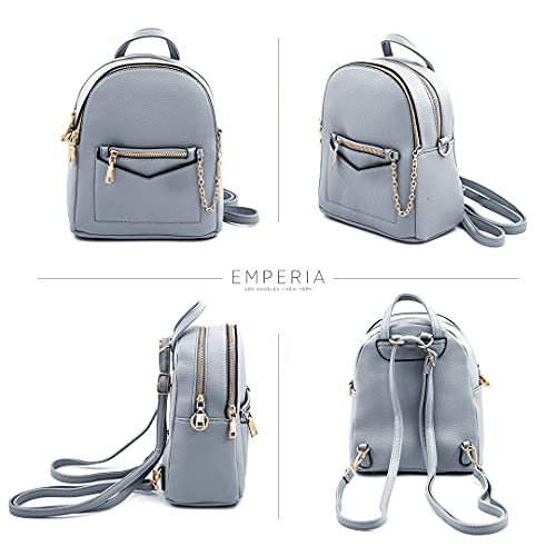 Emperia Kayli Faux Leather Mini Backpack Fashion 3 Way Carry Casual Lightweight Rucksack Daypack For Women Blue #TOP2
