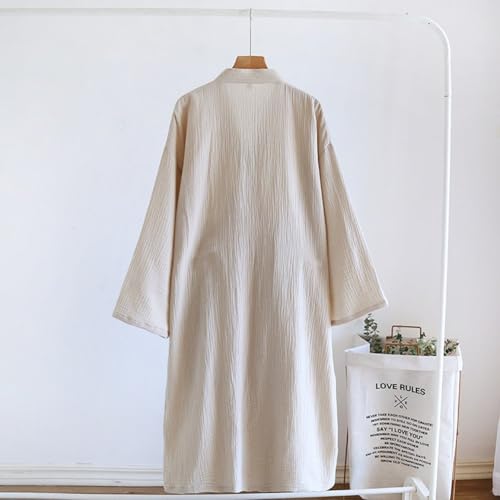 Bata de baño holgada para mujer: kimono transpirable y pijama de algodón 8