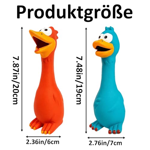 JcvPot Hundespielzeug Unzerstörbar, 2 Pack Quietschspielzeug Hund, Ente Hundespielzeug, Gummihuhn, Anti Stress Ente Für Hunde, Rot Und Blau, Für Kleine Und Mittelgroße Hunde
