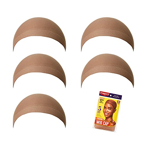 Red by Kiss Stocking Wig Cap 5 PCS (Natural Brown)