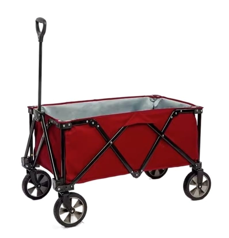 IRYZE Carretilla Plegable de Servicio Exterior, Estructura de Acero, Ruedas de Goma 7" Giratorias 360°, Capacidad 120 kg